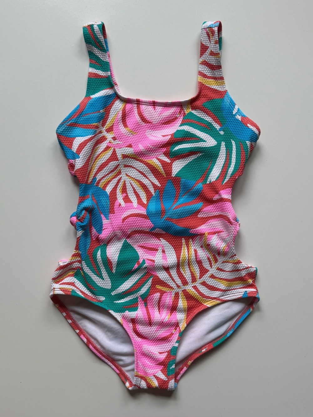 Cat & Jack Girls Multicolor Tropical Leaf One-Piece Swimsuit - Size M (7/8)
